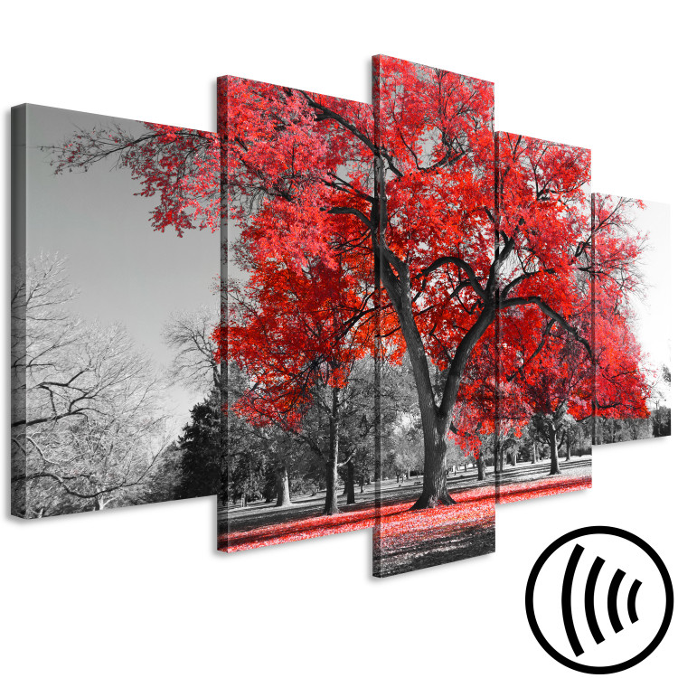 Canvas Print Autumn in the Park (5 Parts) Wide Red 122767 additionalImage 6