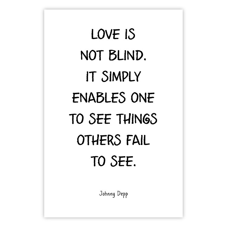 Poster Love Is Not Blind - black English texts on a white background 122867