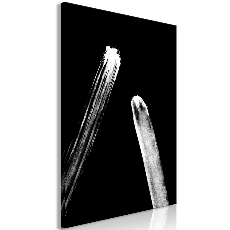 Canvas Art Print Comet footprint - abstract graphic in white on a black background 123667 additionalImage 2