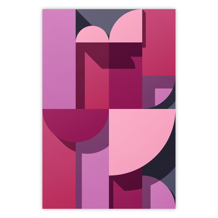 Poster Abstract Home - various geometric figures in shades of pink 125467