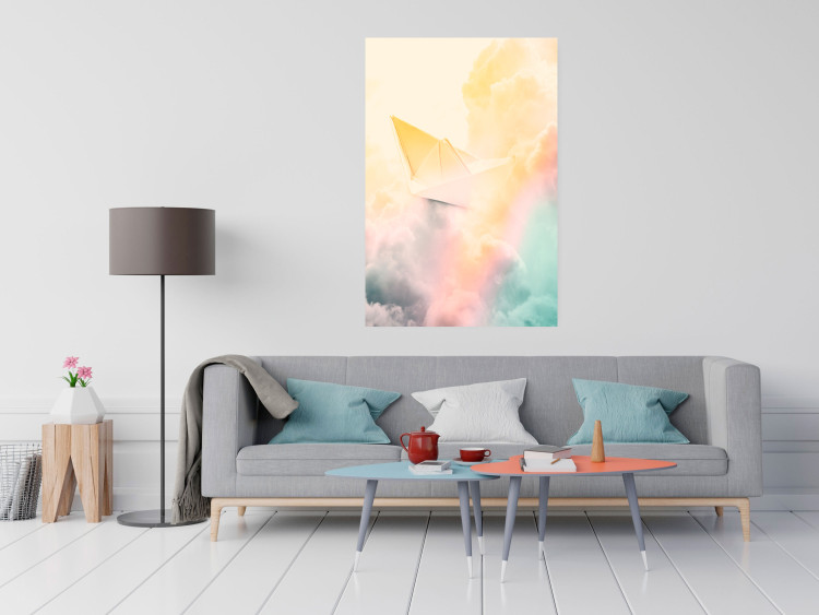 Wall Poster Origami - paper boat in cloud of clouds in a colorful rainbow motif 125667 additionalImage 20