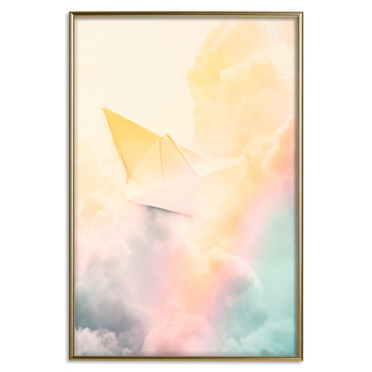 Wall Poster Origami - paper boat in cloud of clouds in a colorful rainbow motif 125667 additionalImage 17