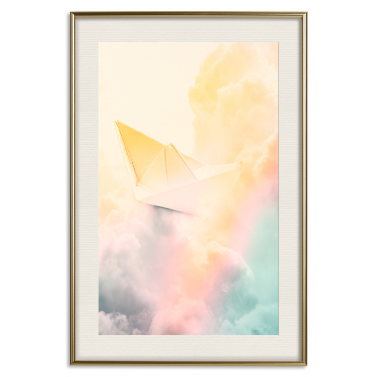 Wall Poster Origami - paper boat in cloud of clouds in a colorful rainbow motif 125667 additionalImage 19