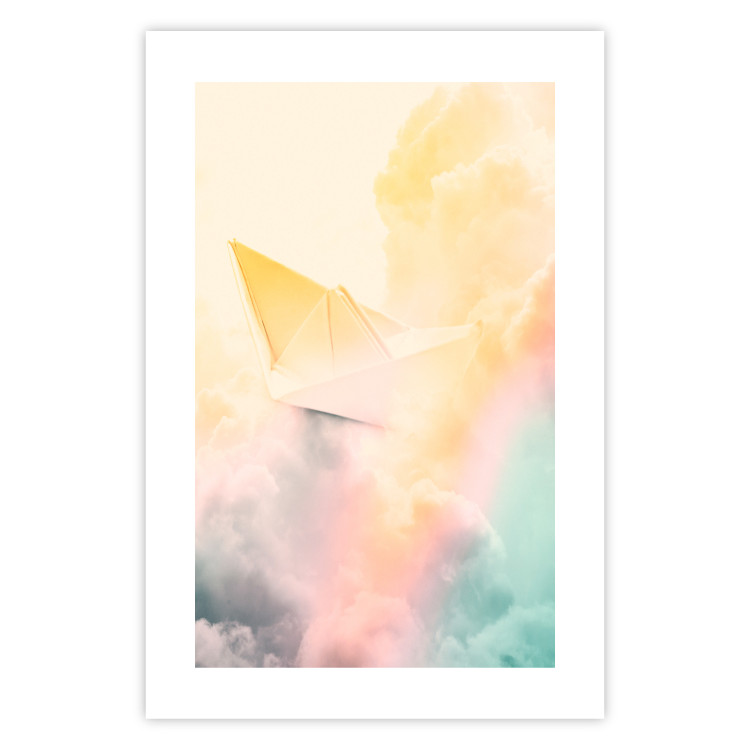 Wall Poster Origami - paper boat in cloud of clouds in a colorful rainbow motif 125667 additionalImage 18