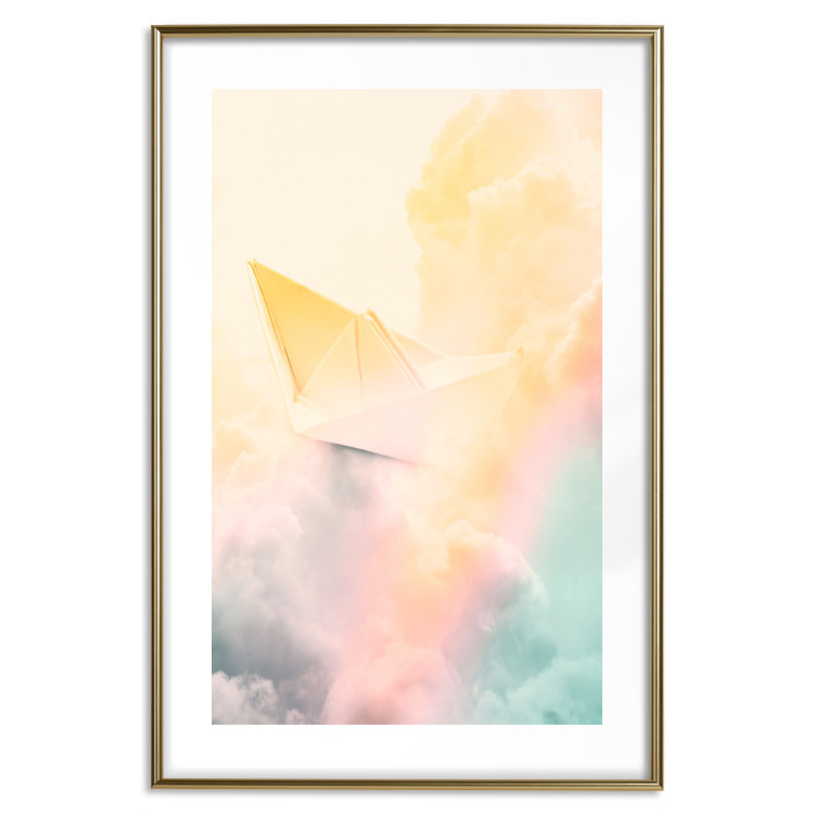 Wall Poster Origami - paper boat in cloud of clouds in a colorful rainbow motif 125667 additionalImage 9