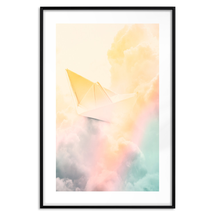 Wall Poster Origami - paper boat in cloud of clouds in a colorful rainbow motif 125667 additionalImage 14