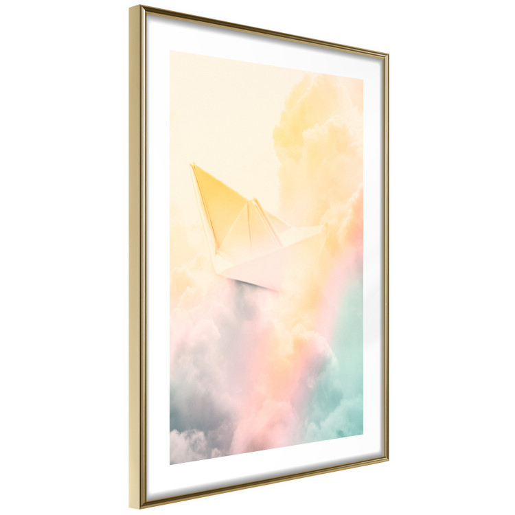 Wall Poster Origami - paper boat in cloud of clouds in a colorful rainbow motif 125667 additionalImage 7