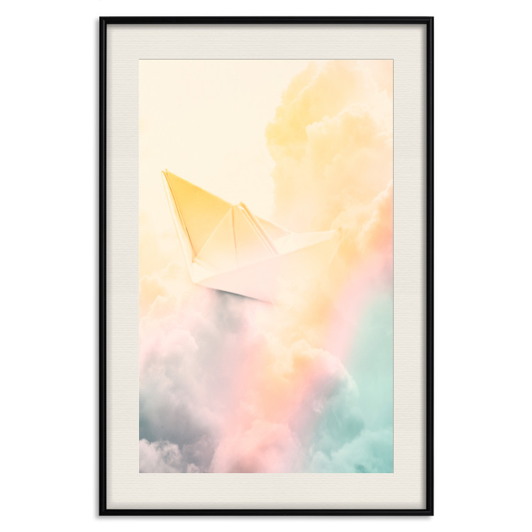 Wall Poster Origami - paper boat in cloud of clouds in a colorful rainbow motif 125667 additionalImage 18