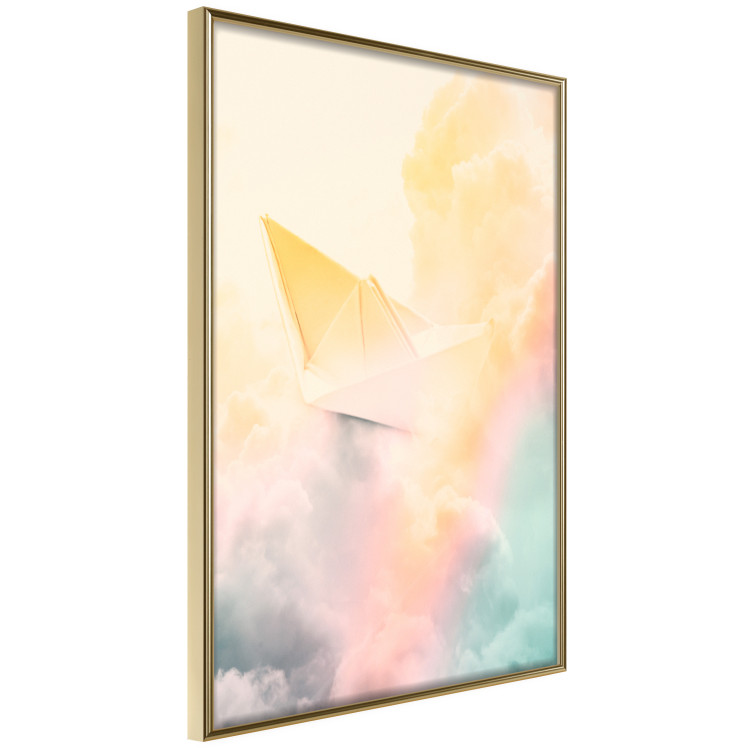 Wall Poster Origami - paper boat in cloud of clouds in a colorful rainbow motif 125667 additionalImage 12