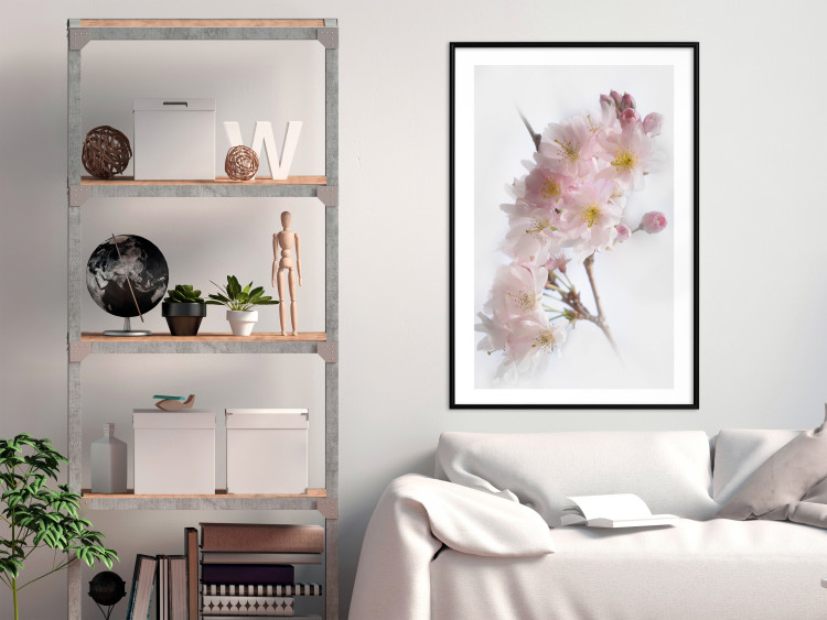 Wall Poster Spring in Japan - branch with pink flowers on a bright white background 125867 additionalImage 4