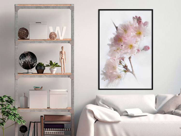 Wall Poster Spring in Japan - branch with pink flowers on a bright white background 125867 additionalImage 3