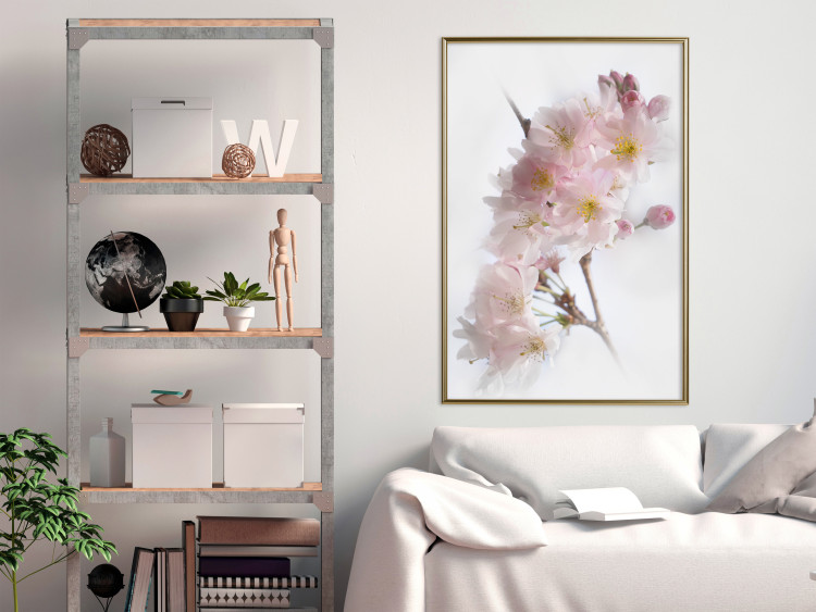 Wall Poster Spring in Japan - branch with pink flowers on a bright white background 125867 additionalImage 5
