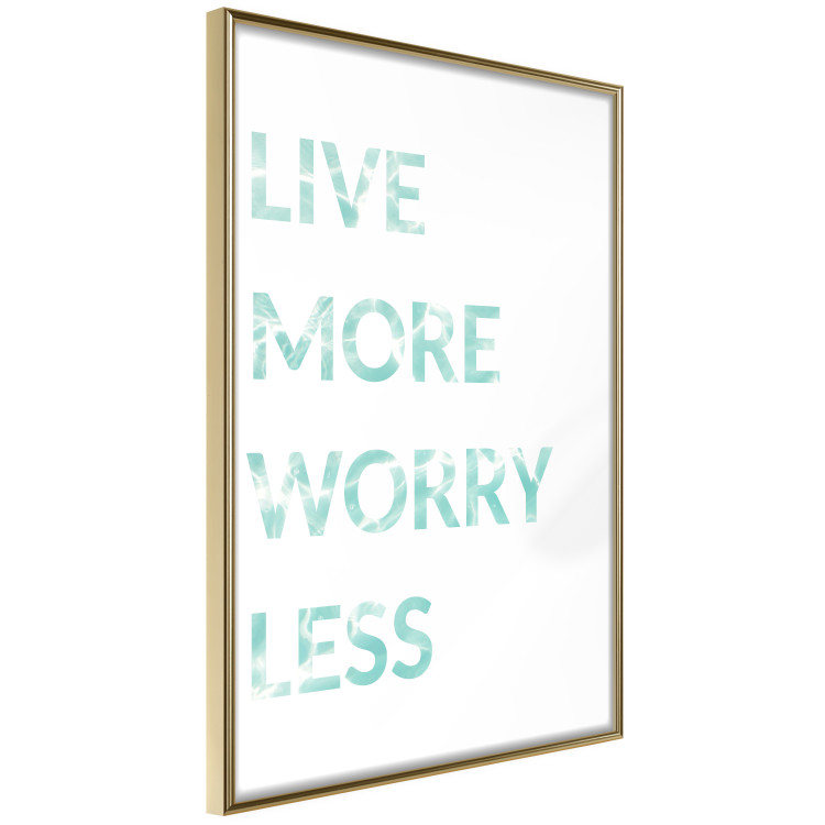 Wall Poster Live More Worry Less - blue English inscription on white background 128367 additionalImage 14