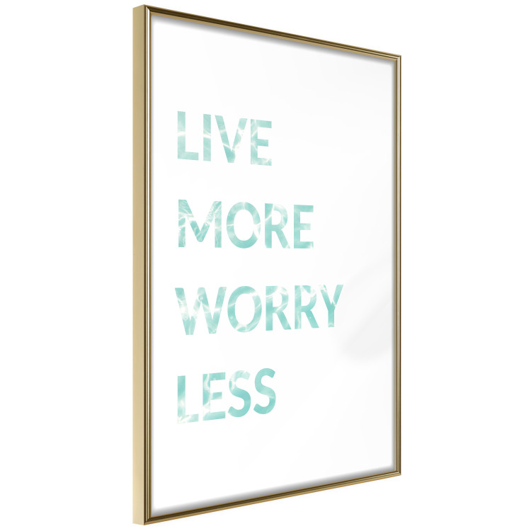 Wall Poster Live More Worry Less - blue English inscription on white background 128367 additionalImage 9