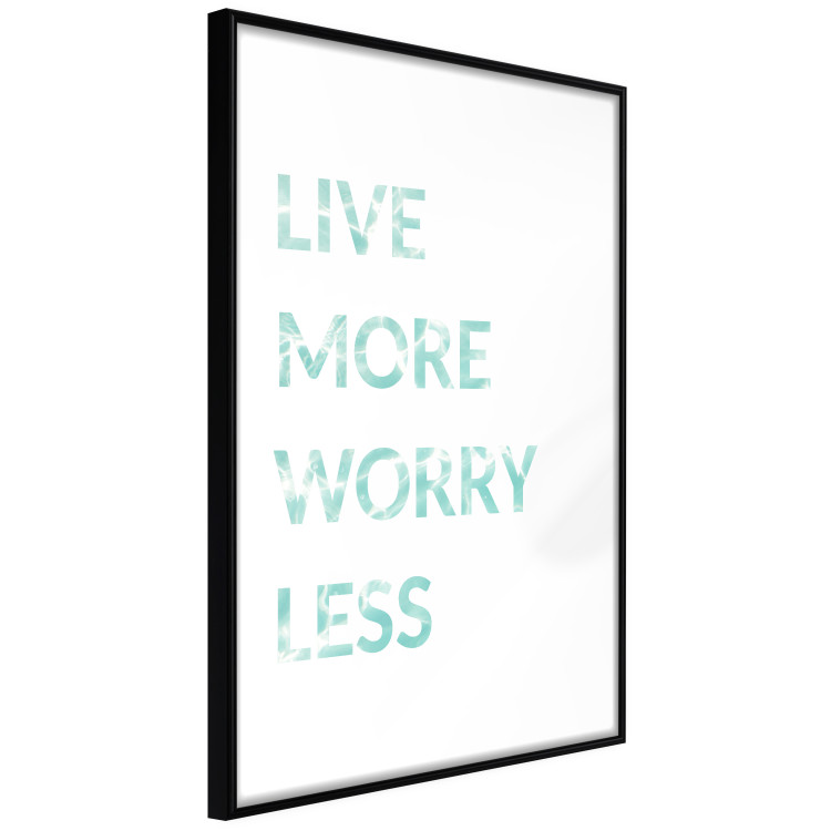 Wall Poster Live More Worry Less - blue English inscription on white background 128367 additionalImage 8