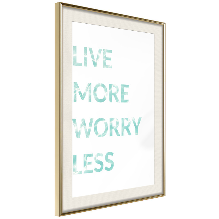 Wall Poster Live More Worry Less - blue English inscription on white background 128367 additionalImage 3