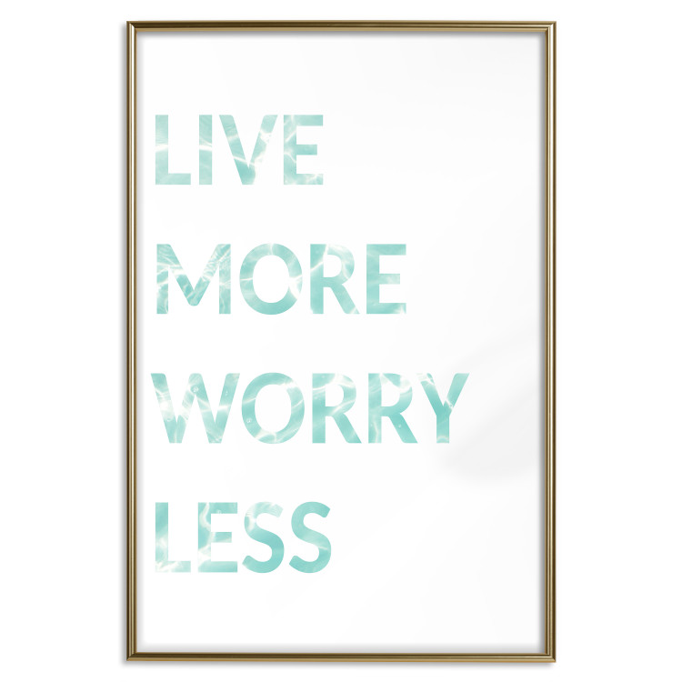 Wall Poster Live More Worry Less - blue English inscription on white background 128367 additionalImage 21