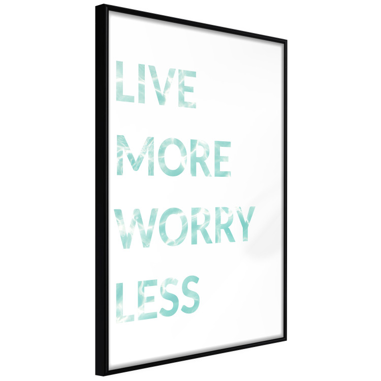 Wall Poster Live More Worry Less - blue English inscription on white background 128367 additionalImage 13