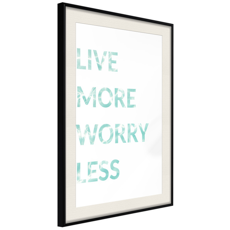 Wall Poster Live More Worry Less - blue English inscription on white background 128367 additionalImage 2
