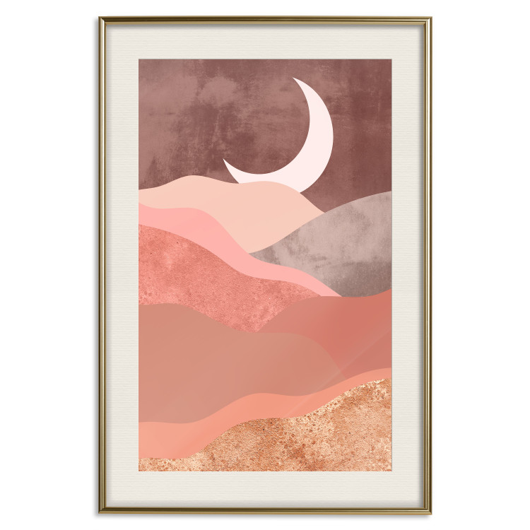 Poster Terracotta Landscape - abstract mountain landscape against a moonlit sky 129767 additionalImage 20
