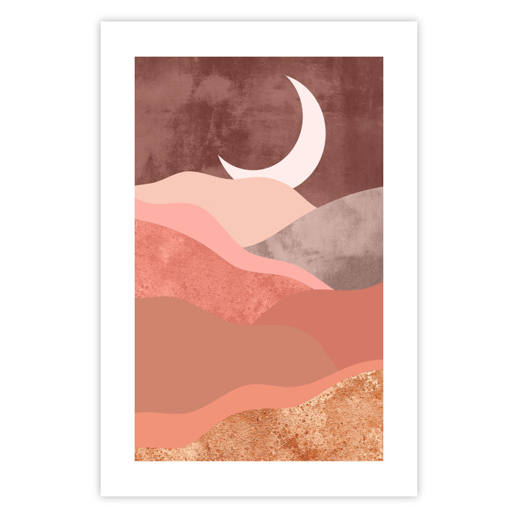Poster Terracotta Landscape - abstract mountain landscape against a moonlit sky 129767 additionalImage 25
