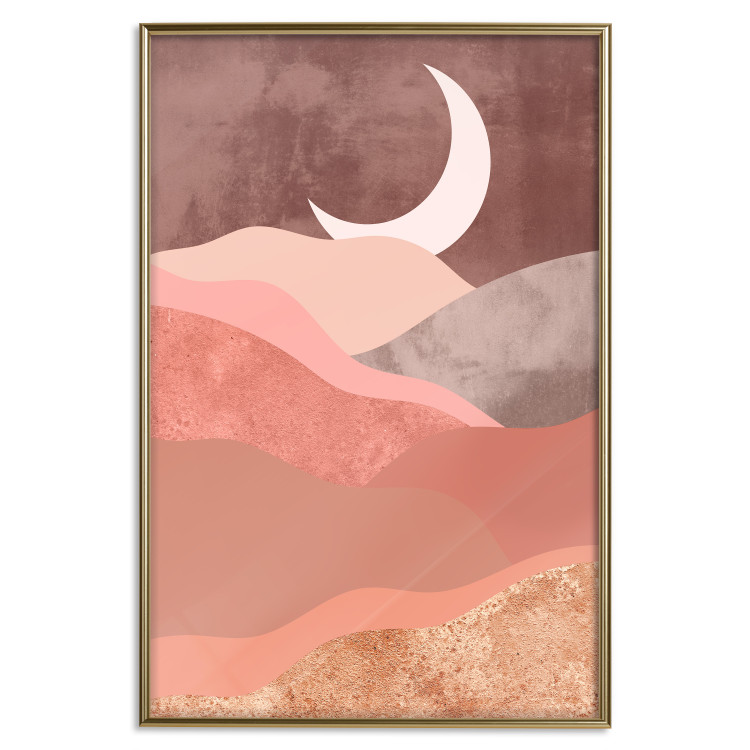 Poster Terracotta Landscape - abstract mountain landscape against a moonlit sky 129767 additionalImage 21