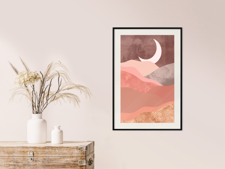 Poster Terracotta Landscape - abstract mountain landscape against a moonlit sky 129767 additionalImage 24
