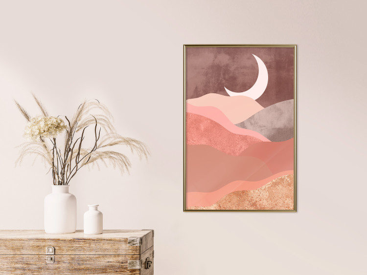 Poster Terracotta Landscape - abstract mountain landscape against a moonlit sky 129767 additionalImage 5