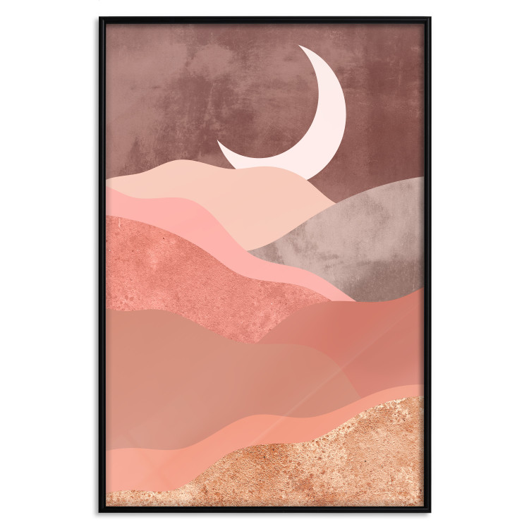 Poster Terracotta Landscape - abstract mountain landscape against a moonlit sky 129767 additionalImage 16