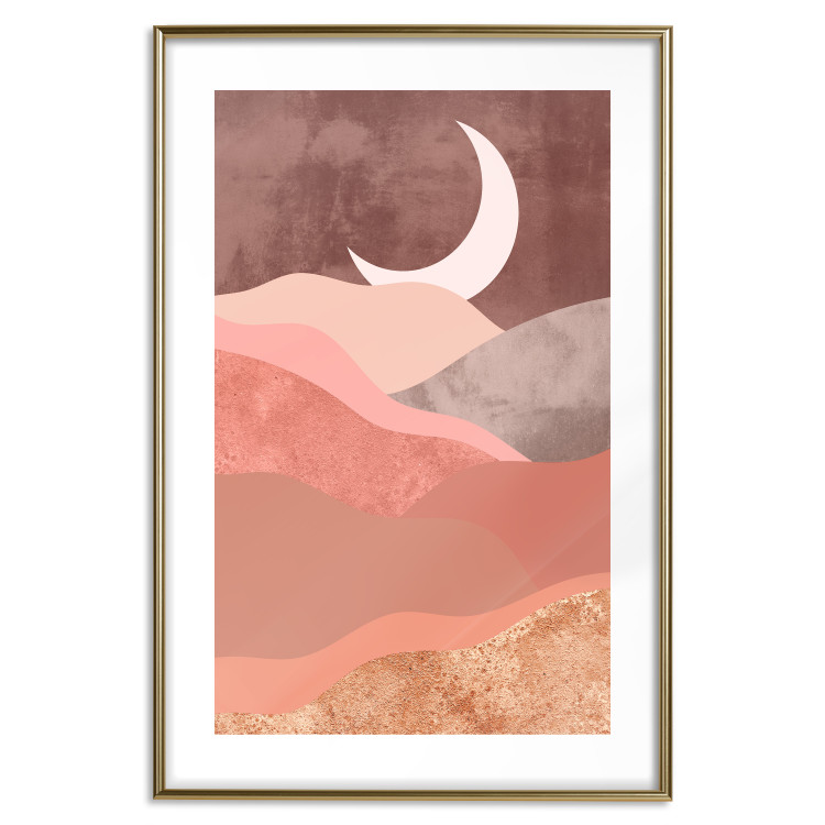 Poster Terracotta Landscape - abstract mountain landscape against a moonlit sky 129767 additionalImage 14