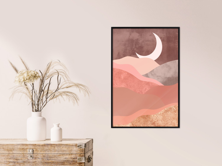 Poster Terracotta Landscape - abstract mountain landscape against a moonlit sky 129767 additionalImage 4