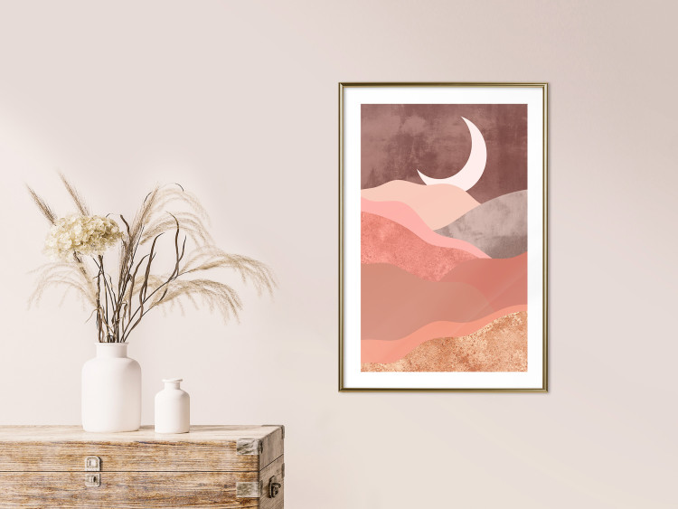 Poster Terracotta Landscape - abstract mountain landscape against a moonlit sky 129767 additionalImage 13