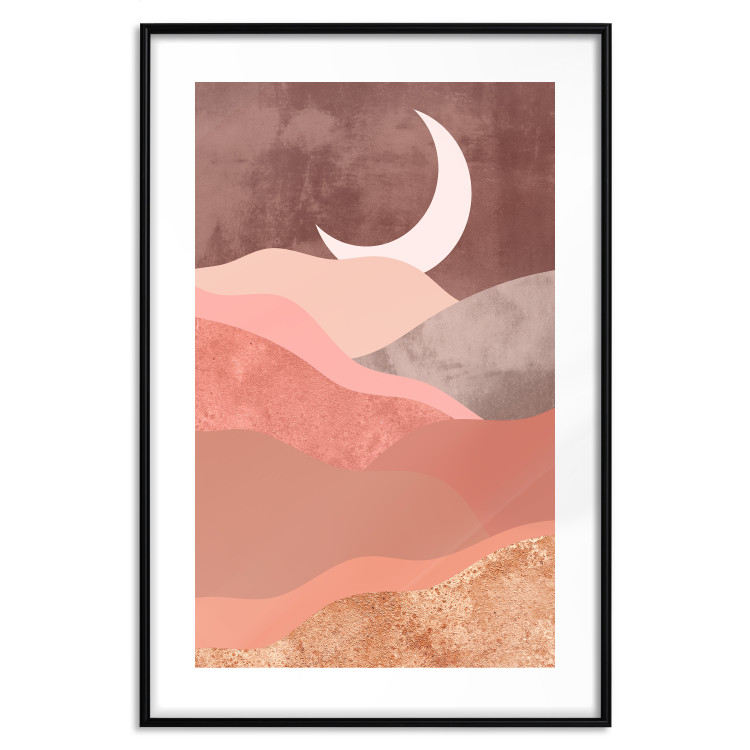 Poster Terracotta Landscape - abstract mountain landscape against a moonlit sky 129767 additionalImage 17