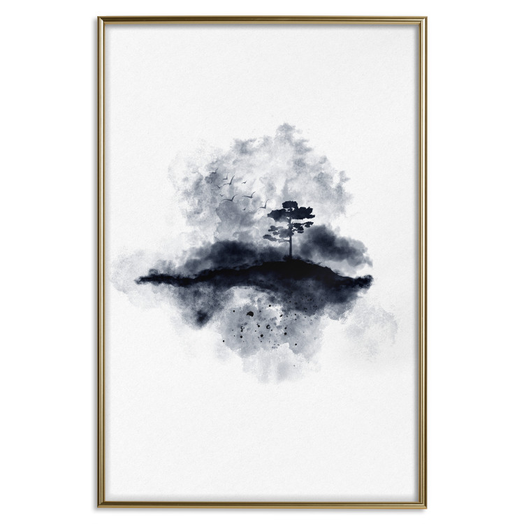 Wall Poster Lonely Tree - abstract landscape of a tree in a circle on a white background 131767 additionalImage 17