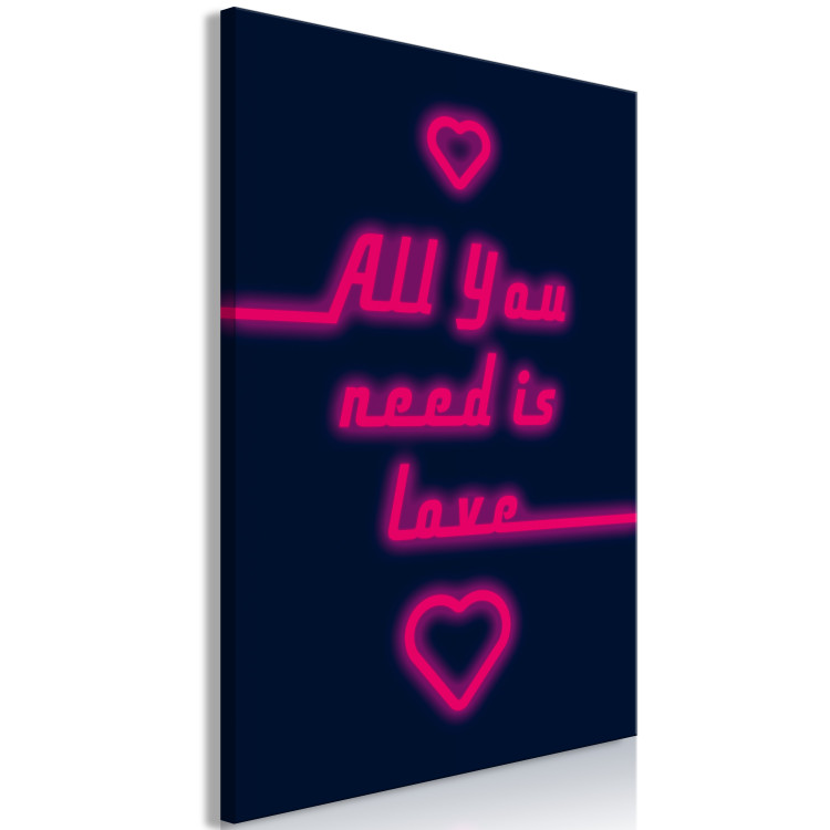 Canvas All You Need Is Love (1-piece) Vertical - pink quote with heart 131967 additionalImage 2