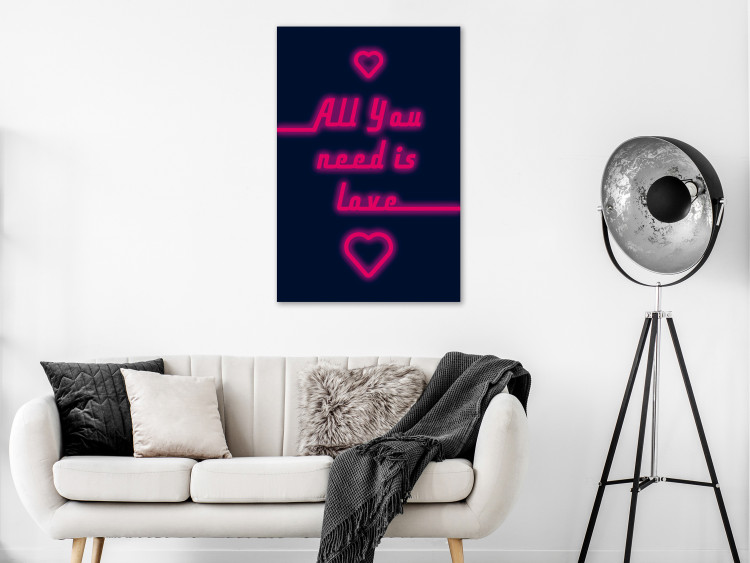 Canvas All You Need Is Love (1-piece) Vertical - pink quote with heart 131967 additionalImage 3