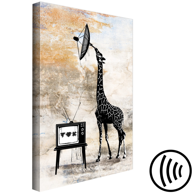 Canvas Art Print TV Giraffe (1-piece) Vertical - whimsical funny animal 132267 additionalImage 6