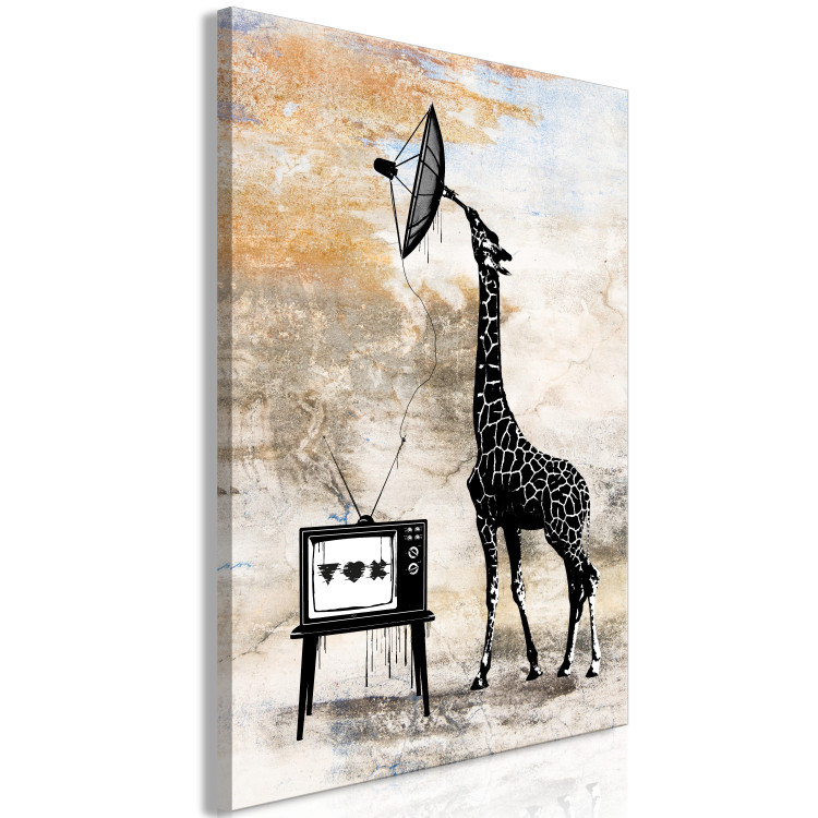 Canvas Art Print TV Giraffe (1-piece) Vertical - whimsical funny animal 132267 additionalImage 2