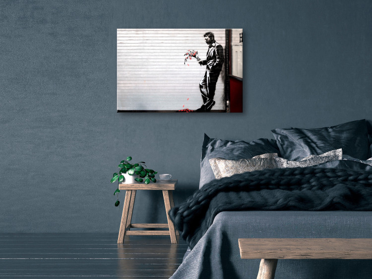 Canvas Print Smitten (1-piece) Wide - street art of a man on a wall 132467 additionalImage 3