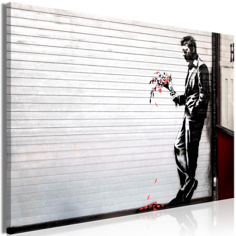 Canvas Print Smitten (1-piece) Wide - street art of a man on a wall 132467 additionalImage 2