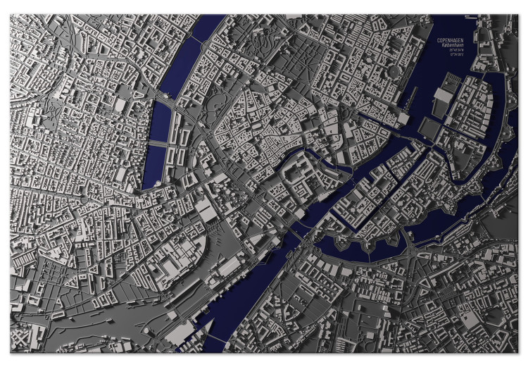 Canvas Art Print Aerial View of Copenhagen (1-piece) Wide - city map in Denmark 135367