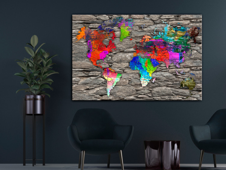 Canvas Continents on Rocks (1-piece) Wide - colorful world map 142867 additionalImage 3