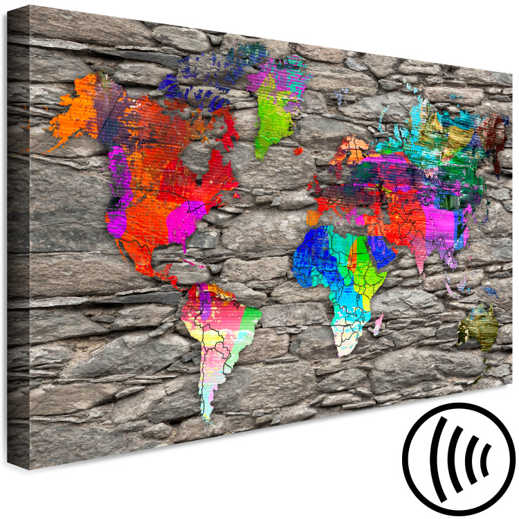 Canvas Continents on Rocks (1-piece) Wide - colorful world map 142867 additionalImage 6