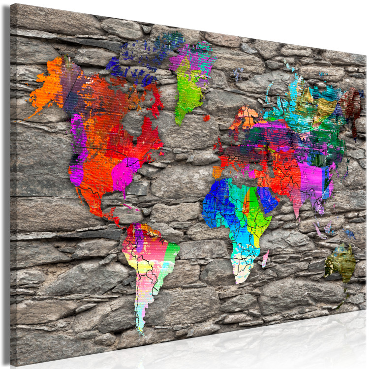 Canvas Continents on Rocks (1-piece) Wide - colorful world map 142867 additionalImage 2