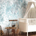 Wall Mural Magic garden - twigs and leaves in blue colours with patterns 144667 additionalThumb 2