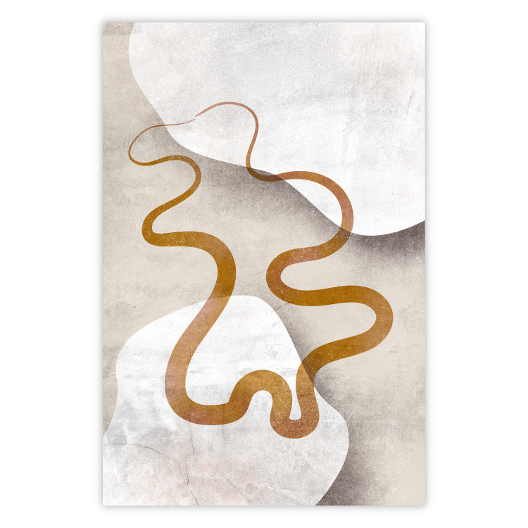 Wall Poster Wavy Ribbon - Orange Shape on White and Beige Backgrounds 144767