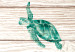 Canvas Turtles (1-piece) - emerald sea animals on a wooden background 145167 additionalThumb 4