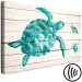 Canvas Turtles (1-piece) - emerald sea animals on a wooden background 145167 additionalThumb 6