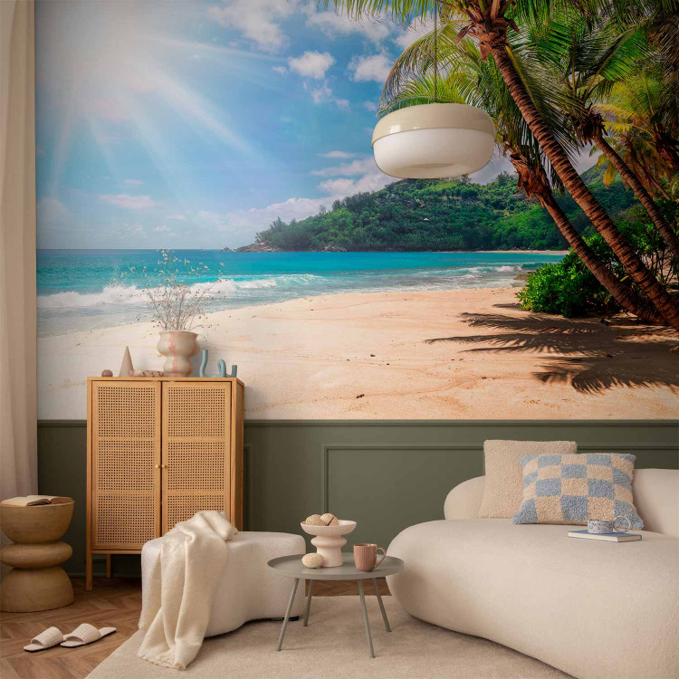 Photo Wallpaper In the Shade of Nature - Photos of a Sun-Lit Beach With Palm Trees 146167