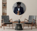 Round Canvas Black Panther - Beautiful Cat in a Black Suit on a Gray Background 148767 additionalThumb 4
